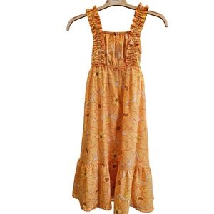 Rachel Zoe Girls Sunflower Orange Floral Print Ruffle Dress Size‎ 10 Summer Cute